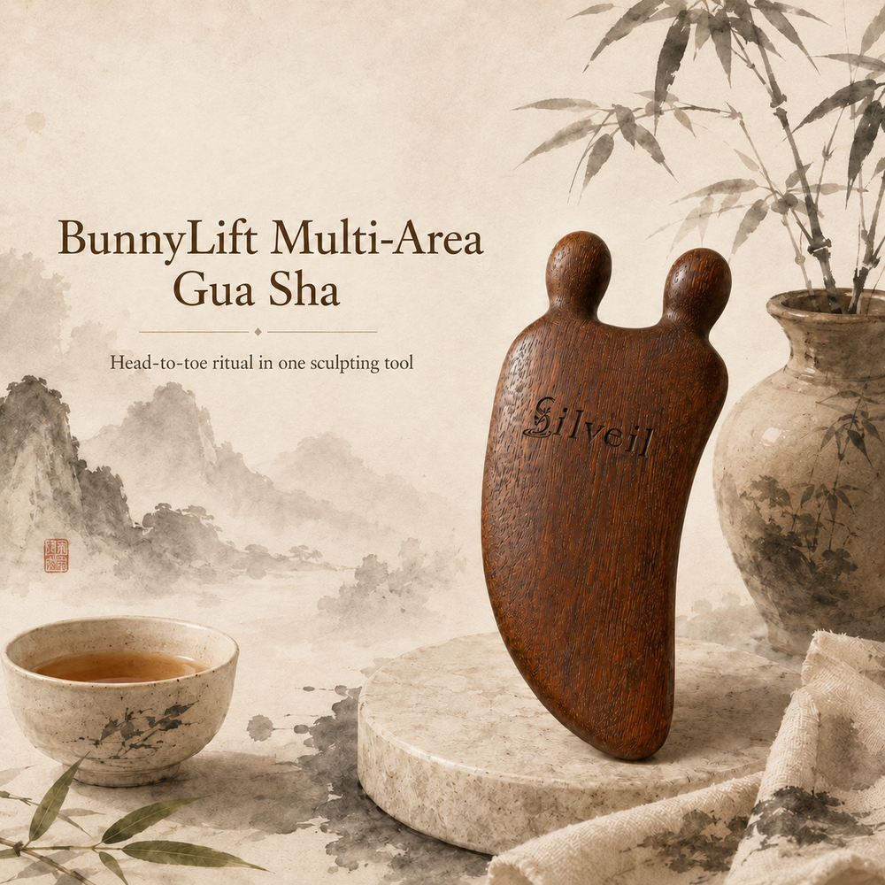 SILVEIL Bunny Lift Wood Acupressure Massage Gua Sha Tool l for Face, Neck & Hands