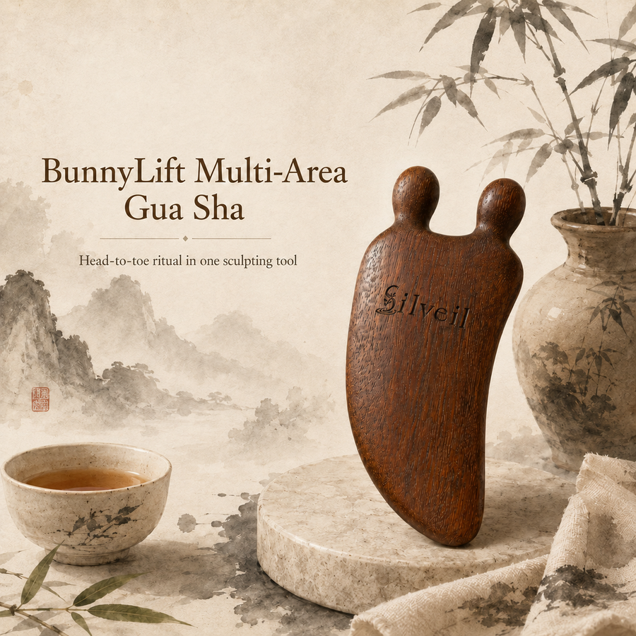 SILVEIL Bunny Lift Wood Acupressure Massage Gua Sha Tool l for Face, Neck & Hands