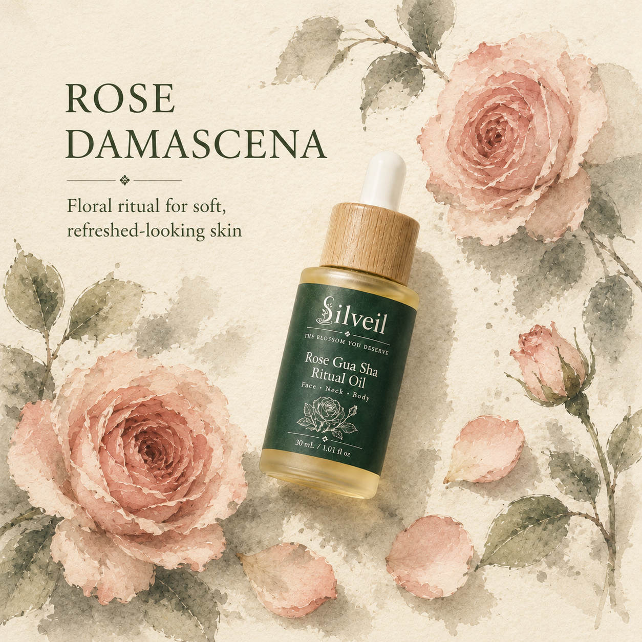 SILVEIL Rose Gua Sha Face Oil