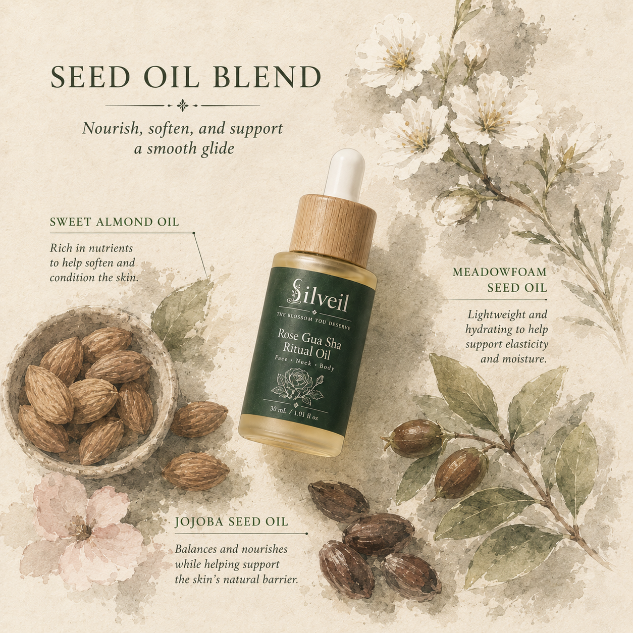 SILVEIL Rose Gua Sha Face Oil