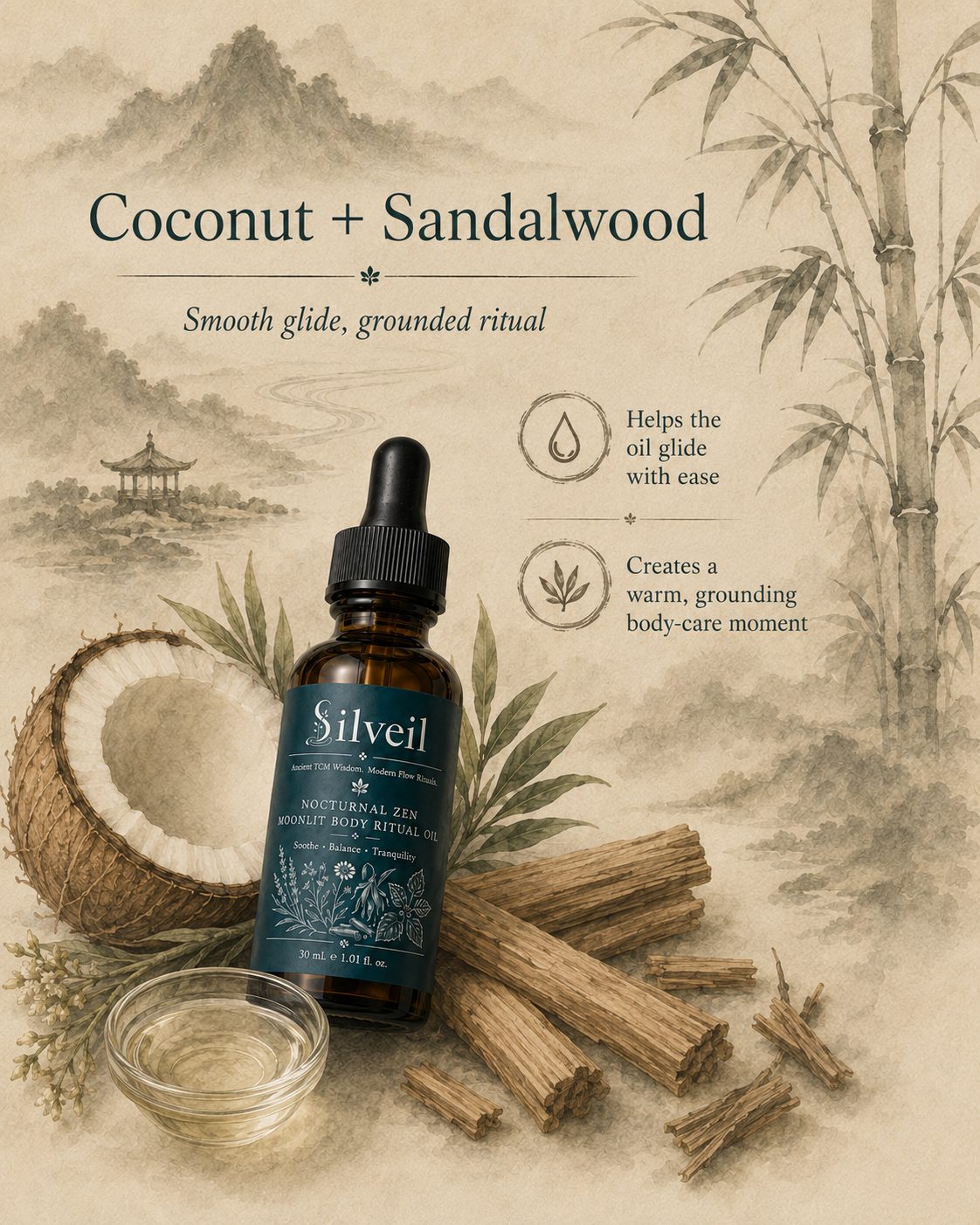 SILVEIL Nocturnal Zen Lavender Body Oil for Evening Massage Rituals