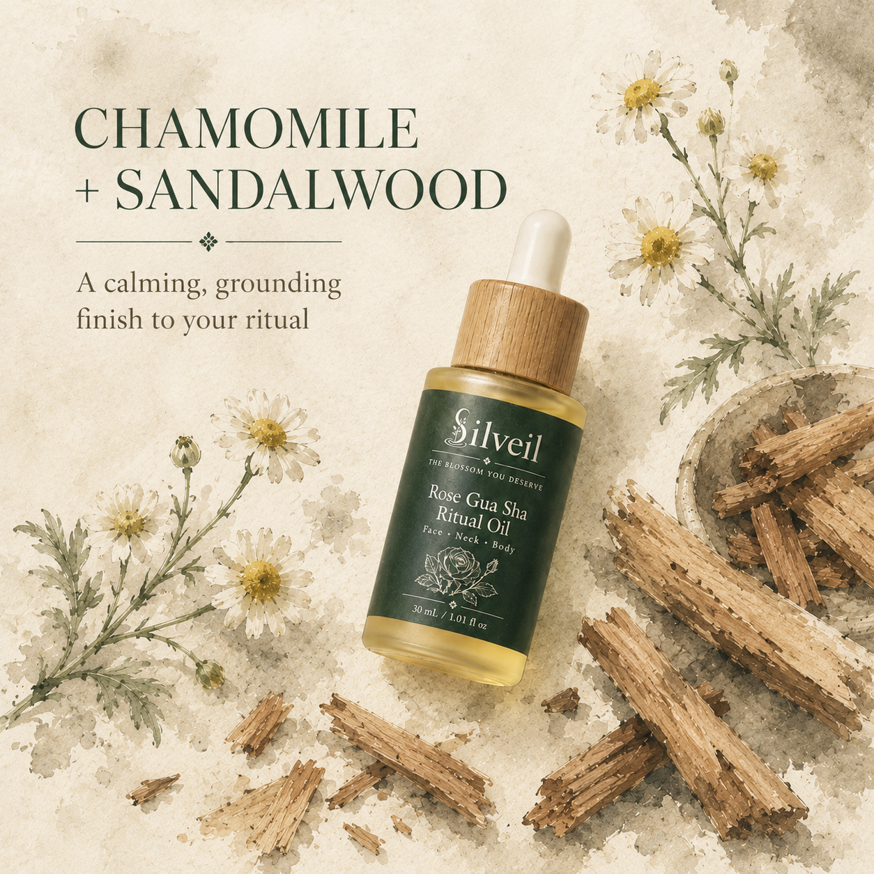 SILVEIL Rose Gua Sha Face Oil