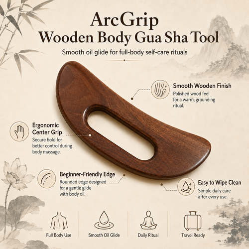 SILVEIL ArcGrip Wooden Body Gua Sha Tool