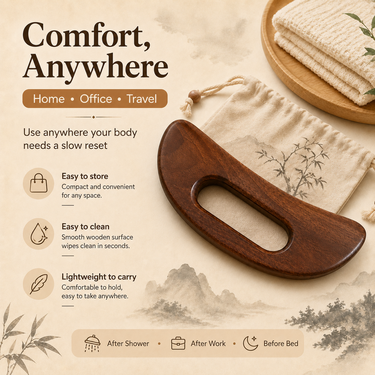 SILVEIL ArcGrip Wooden Body Gua Sha Tool